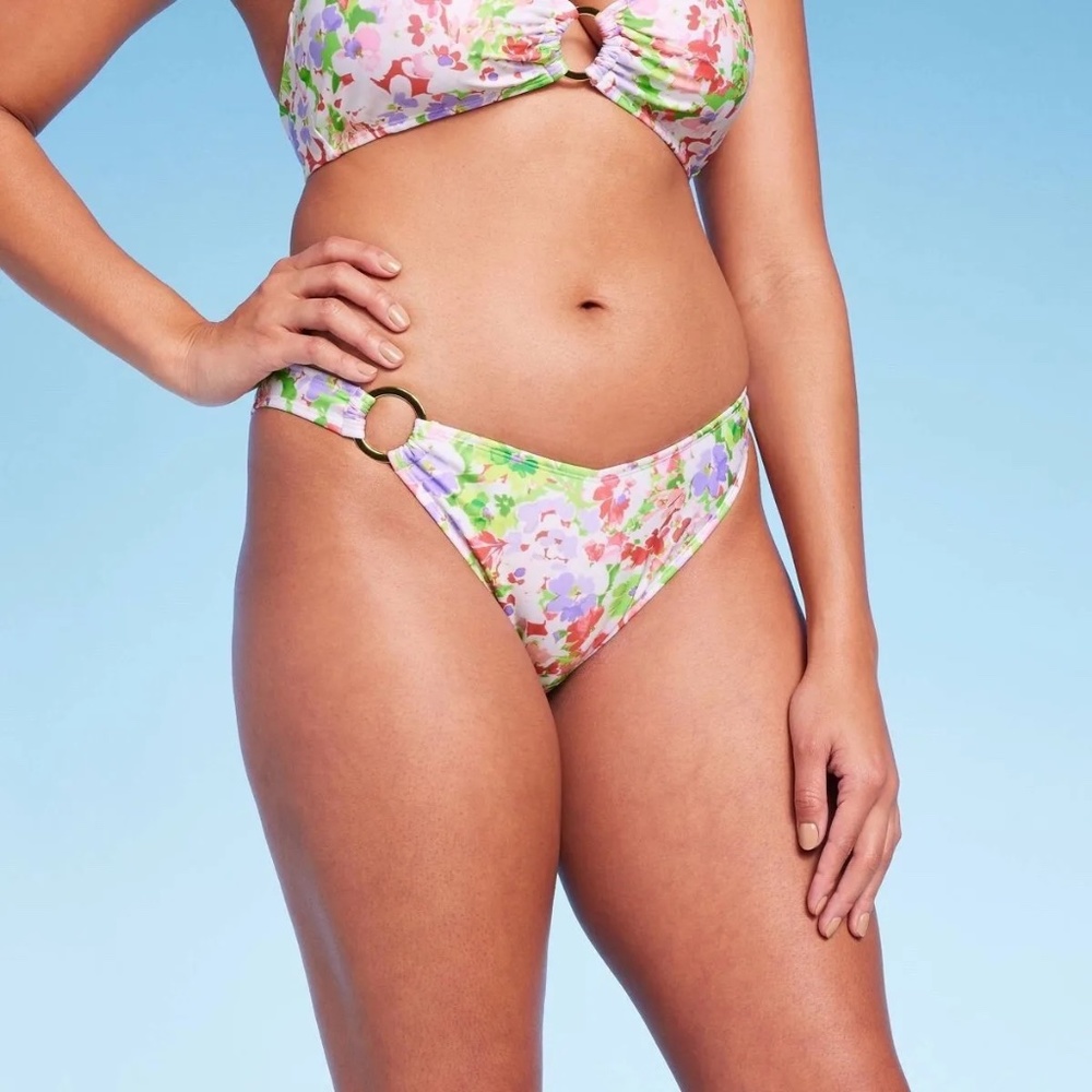 B4B9 Women's Side Ring High Leg Cheeky Bikini Bottom